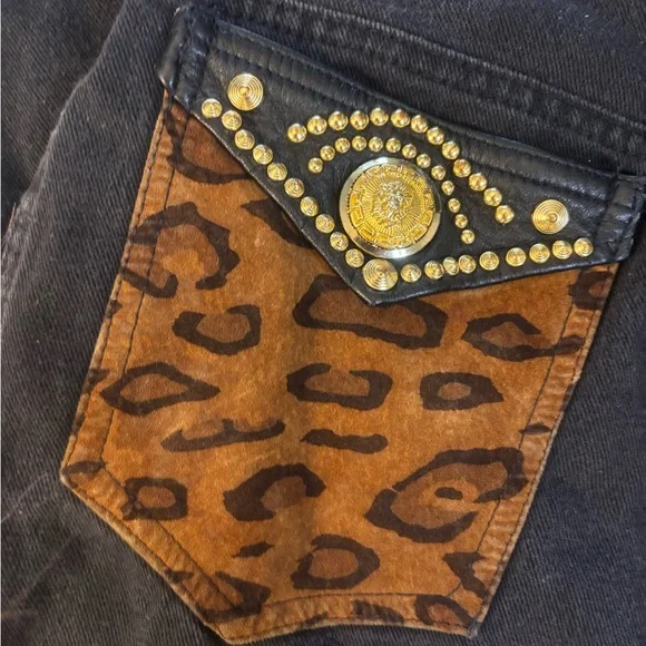 Unique High Waist True Vintage Leopard Gold Chic Pants Xr Jeans - Picture 9 of 13